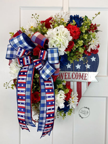 "Patriotic Welcome" Grapevine Wreath