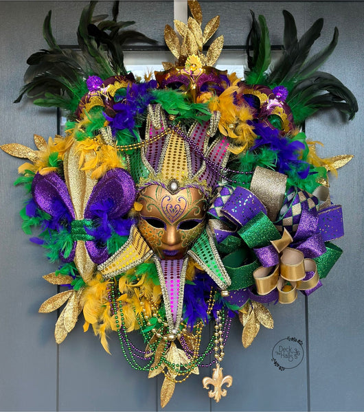 "Queen of Mardi Gras" Jester Wreath